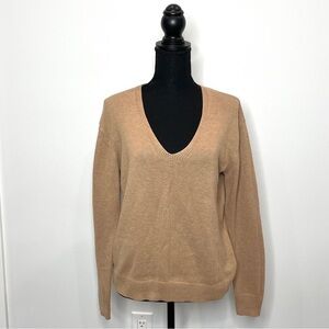 Express Brown V-Neck Long Sleeve Sweater